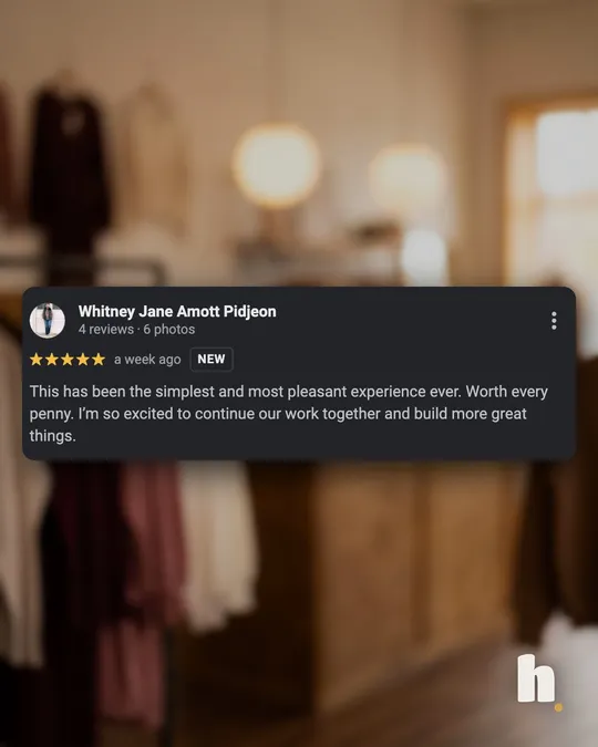 Google review from Whitney Jane Amott Pidjeon, five stars: This has been the simplest and most pleasant experience ever. Worth every penny.