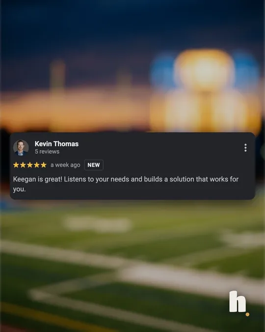 Google review from Kevin Thomas, five stars: Keegan is great! Listens to your needs and builds a solution that works for you.
